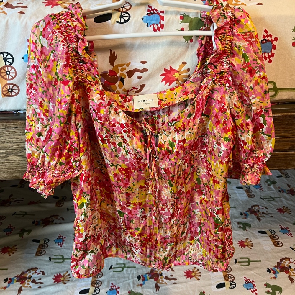 Sezane flower blouse size small